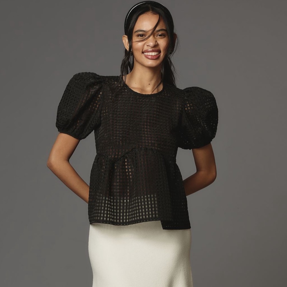 NWT Maeve Short-Sleeve Babydoll Blouse